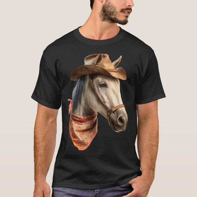 T-shirt Horse Cowboy Equestrian Riding Funny Graphic  (Devant)