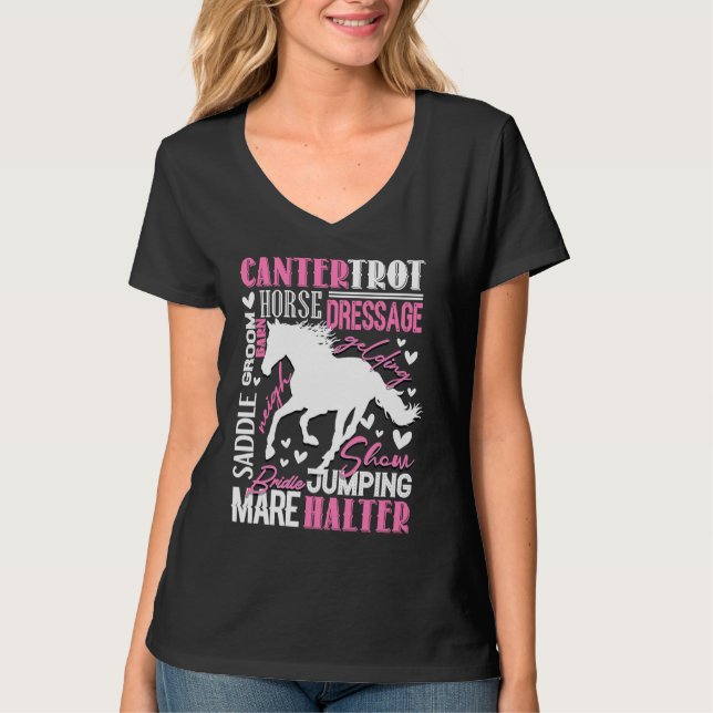 T-shirt Horse  for Girls Women  Horses Horseback Riding (Devant)