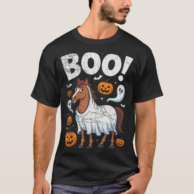 T-shirt Horse Ghost Costume Funny Equestrian Horses Lover  (Devant)