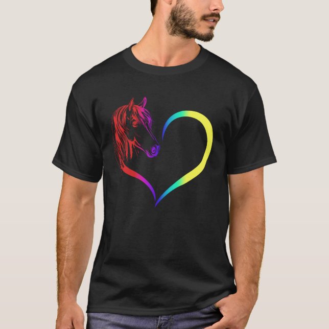 T-shirt Horse head with Heart for Horse Riders and Equestr (Devant)