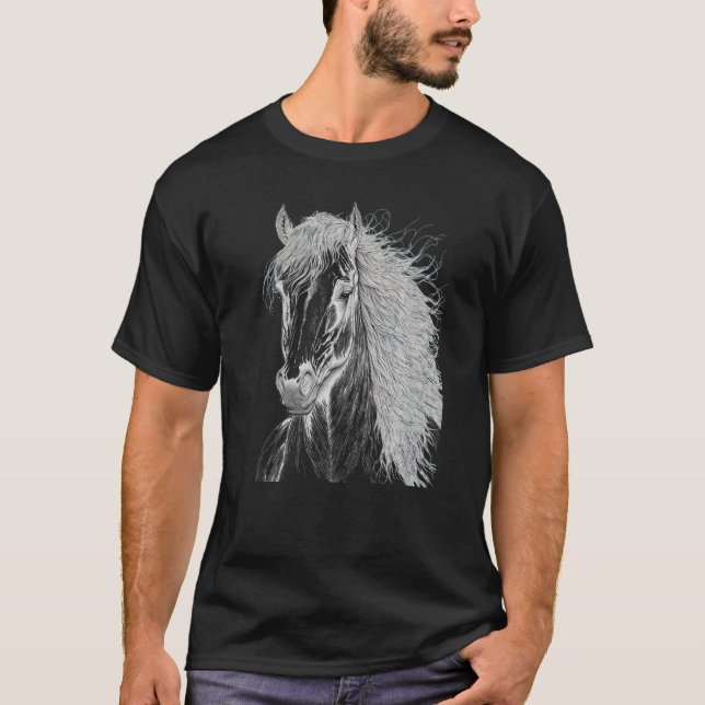 T-shirt Horse illustration Gift for Horseback Riding Horse (Devant)