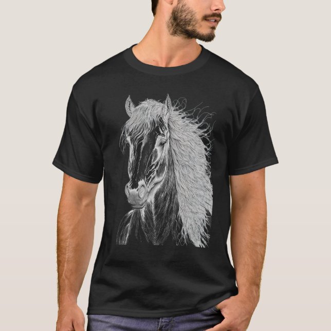 T-shirt Horse illustration Gift for Horseback Riding Horse (Devant)