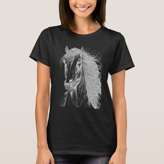 T-shirt Horse illustration Gift for Horseback Riding Horse (Devant)