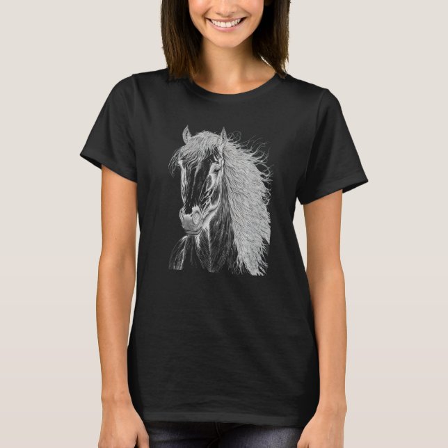 T-shirt Horse illustration Gift for Horseback Riding Horse (Devant)