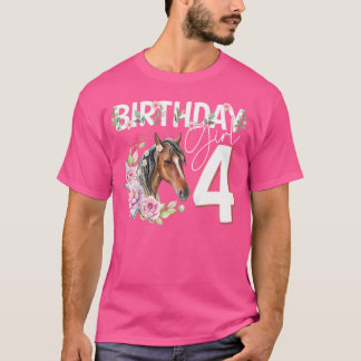 T-shirt Horse Lover 4E Anniversaire Floral B Jour 4 Annive