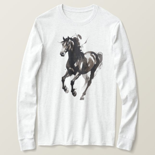 T-shirt Horse Painting Long Sleeves Top (Design devant)