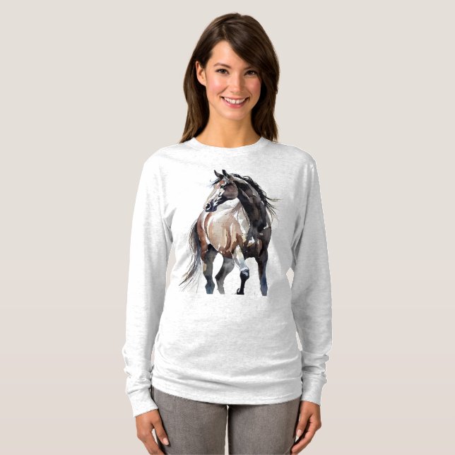 T-shirt Horse Painting Long Sleeves Top (Devant entier)