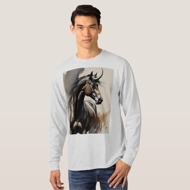T-shirt Horse Painting Long Sleeves Top (Devant entier)