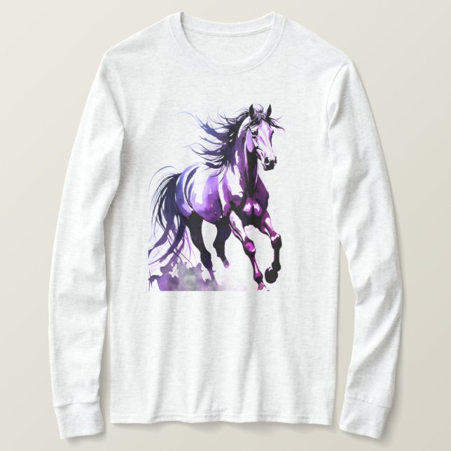 T-shirt Horse Painting Long Sleeves Top (Design devant)