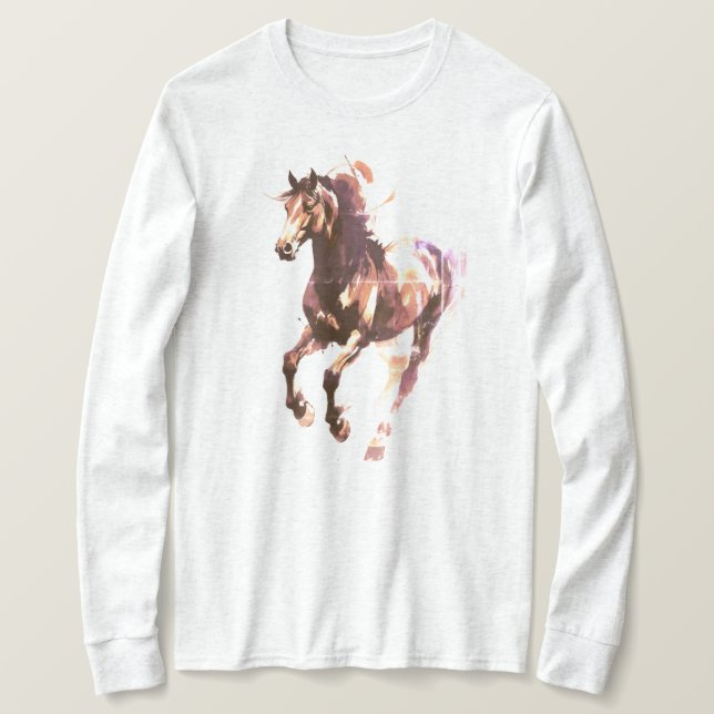 T-shirt Horse Painting Long Sleeves Top (Design devant)