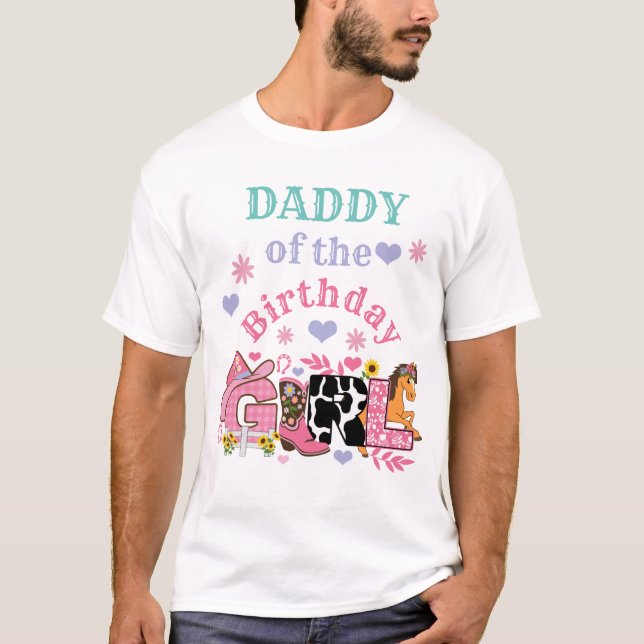 T-shirt Horse Party Papa of the Birthday Girl Rodeo Cowgir (Devant)