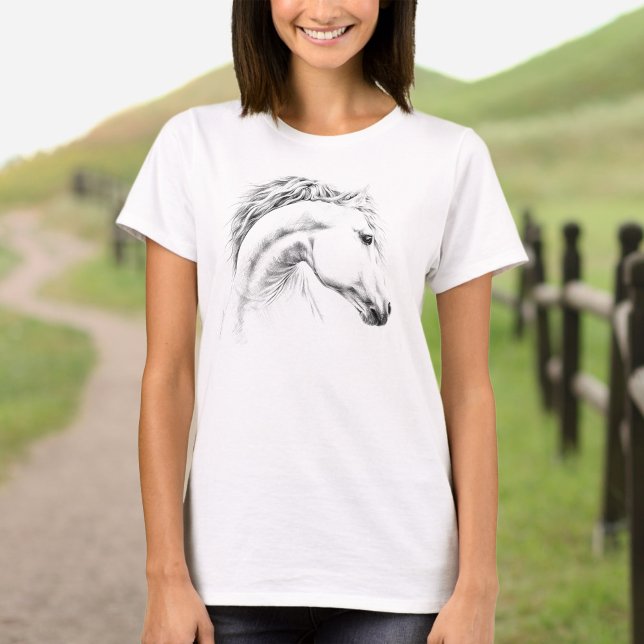 T-shirt Horse portrait drawing equestrian art (Créateur téléchargé)
