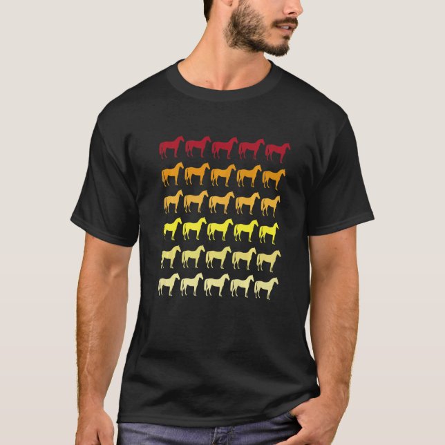 T-shirt Horse Retro Animal Pattern (Devant)
