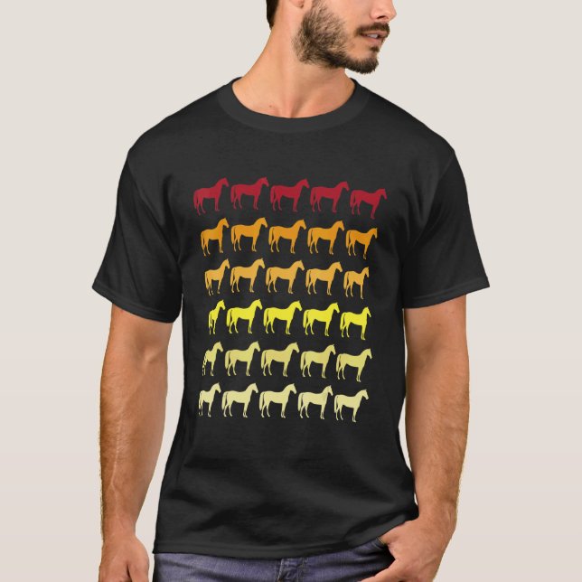 T-shirt Horse Retro Animal Pattern (Devant)
