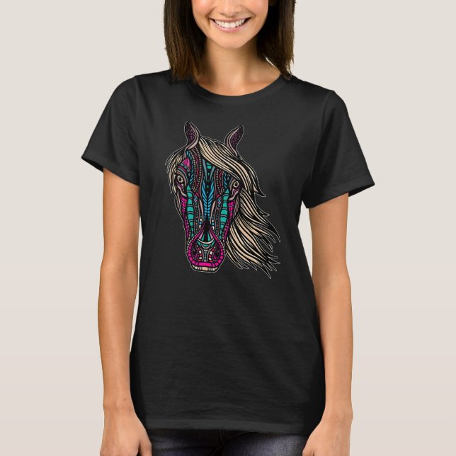 T-shirt Horse Tribal Eastern Culture  India Hindi Animals (Devant)