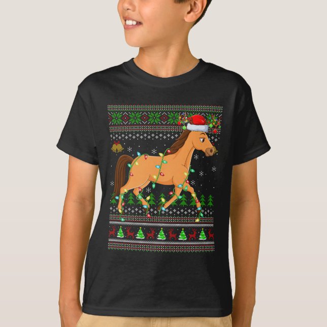 T-shirt Horse Ugly Christmas Sweaters Holiday Santa Cute X (Devant)