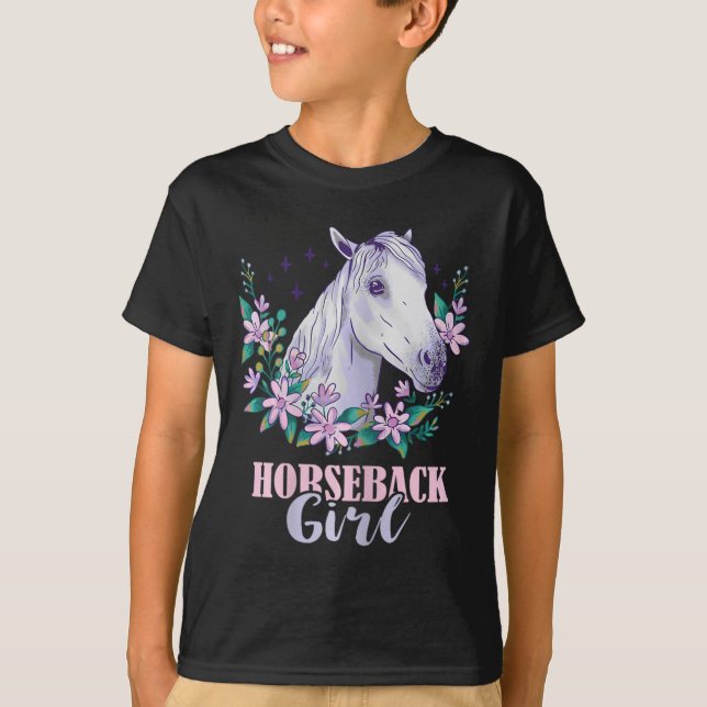 T-shirt Horseback Girl Horseback équitation Cheval Lover E (Devant)