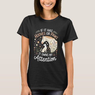 T-shirt Horseback Riding for Horse Rider Cute Dog & Horse
