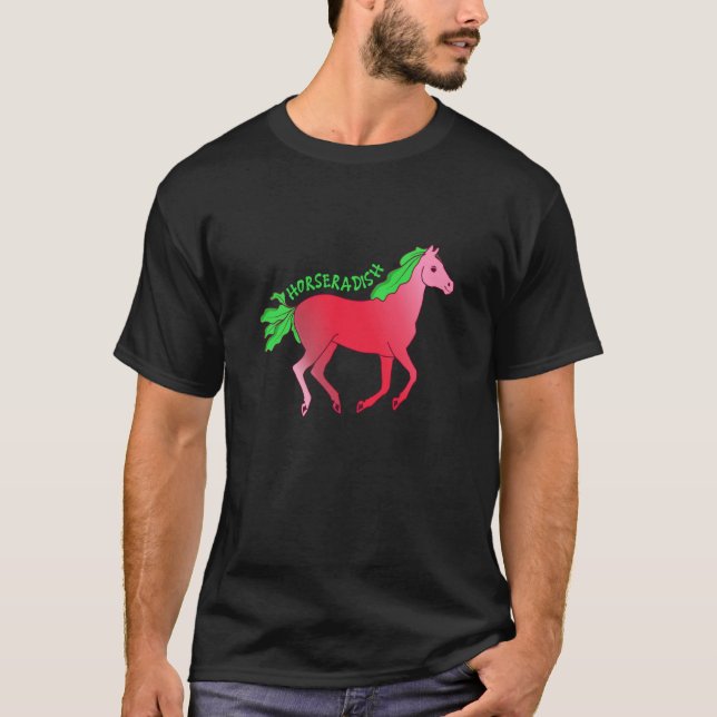 T-shirt Horseradish Horse Animal Farming Radish Vegetable (Devant)