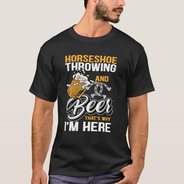 T-shirt Horseshoe Throwing And Beer Funny Pitching Horse S (Devant)
