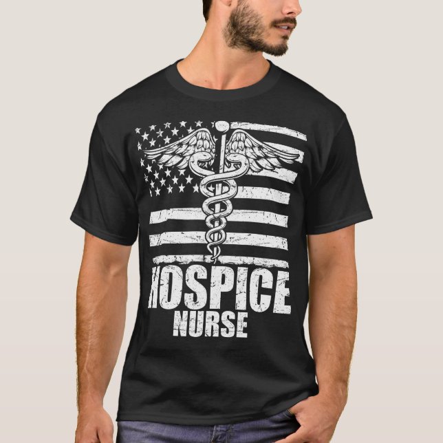 T-shirt Hospice Nurse American Flag (Devant)