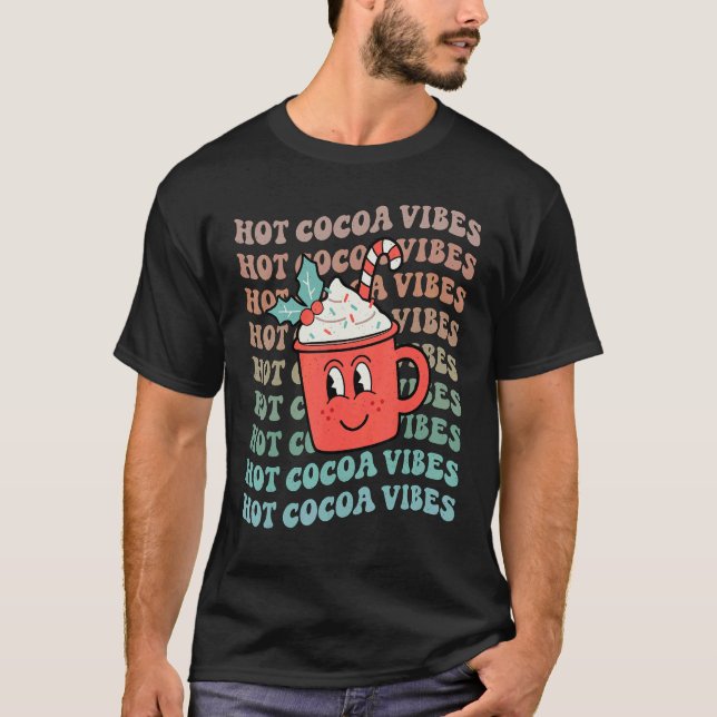 T-shirt Hot Cocoa Vibes Retro Christmas Peppermint Hot Cho (Devant)
