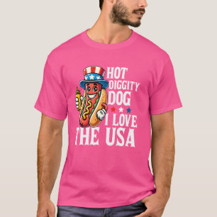 T-shirt Hot Diggity Chien I Log The USA Funny Hot Chien 4t