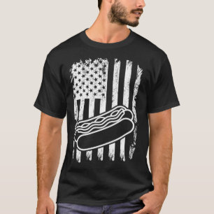 T-shirt Hot Dog America US Flag Hot Dog Hotdogs Fast Food