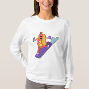 T-shirt Hot-dog as Snowboarder with Sonowboard