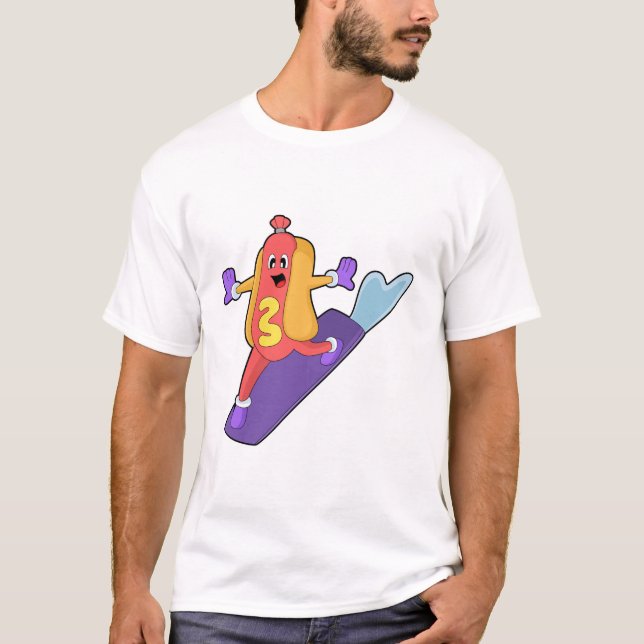 T-shirt Hot-dog as Snowboarder with Sonowboard (Devant)