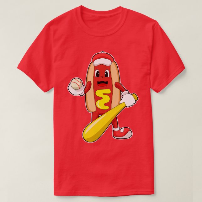 T-shirt Hot dog at baseball with baseball (Design devant)