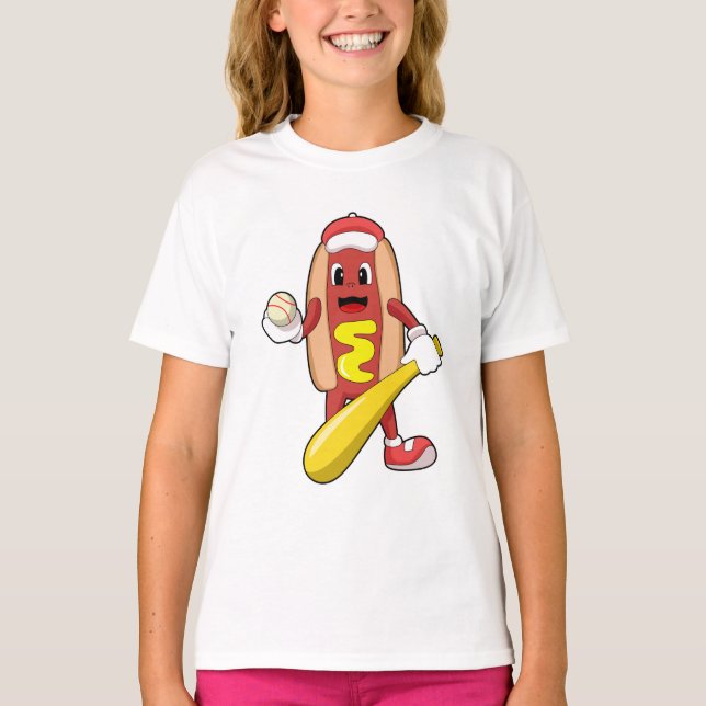 T-shirt Hot dog at baseball with baseball (Devant)