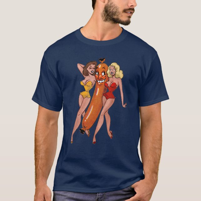 T-shirt Hot Dog avec les dames (Devant)