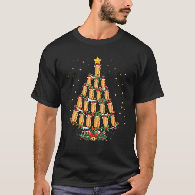 T-shirt Hot Dog Dish Lover Xmas Santa Hat Hot Dog Christma (Devant)