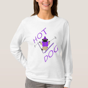 T-shirt Hot Dog Funny Ski Carlin violet Veste et Skis