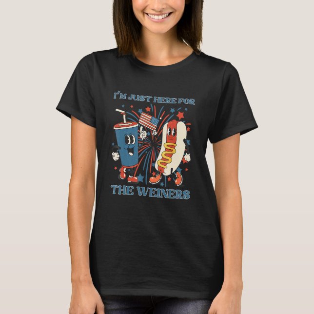 T-shirt Hot Dog I'm Just Here For The Wieners 4Th Of July_ (Devant)