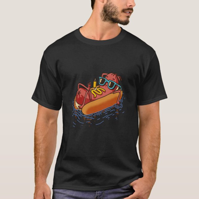 T-shirt Hot Dog In A Swimming Pool Summer Vacation Foodie (Devant)