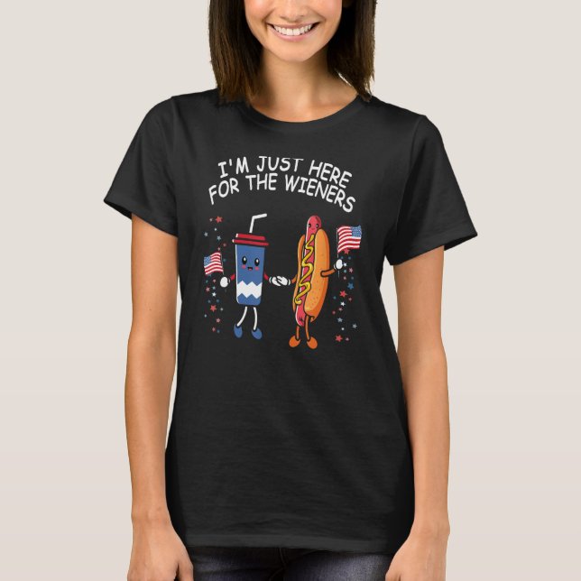 T-shirt Hot Dog Je suis juste ici pour les Wieners Funny 4 (Devant)