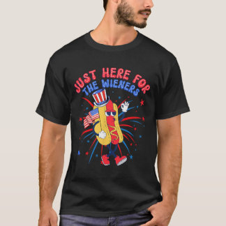 T-shirt Hot Dog Je Suis Là Juste Pour Les Saucisses 4 Juil