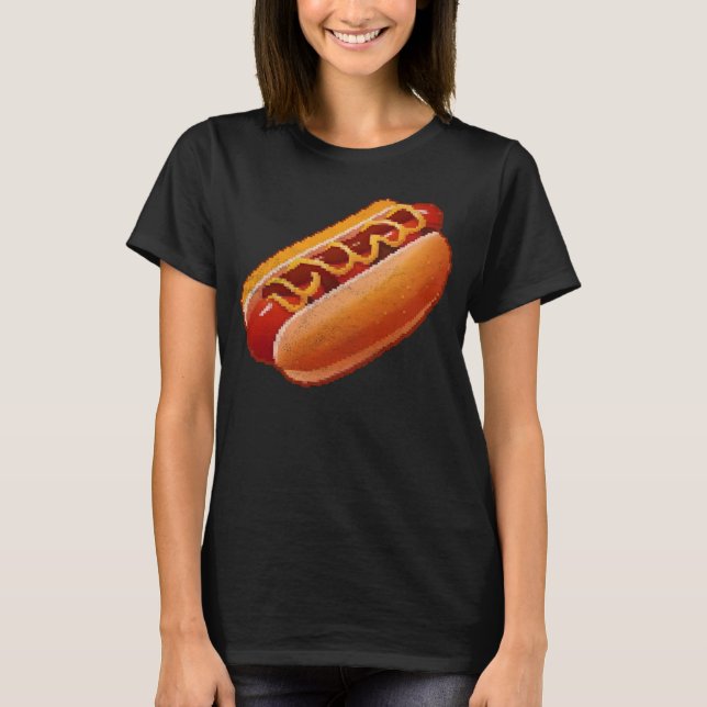 T-shirt Hot Dog Pixel 8 bit Retro Hungry Byte Grill Food (Devant)