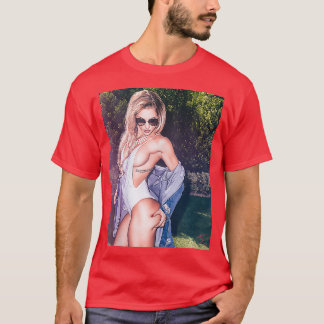 T-shirt Hot Girl Graphic Tee Beautiful Blonde Pinup Model