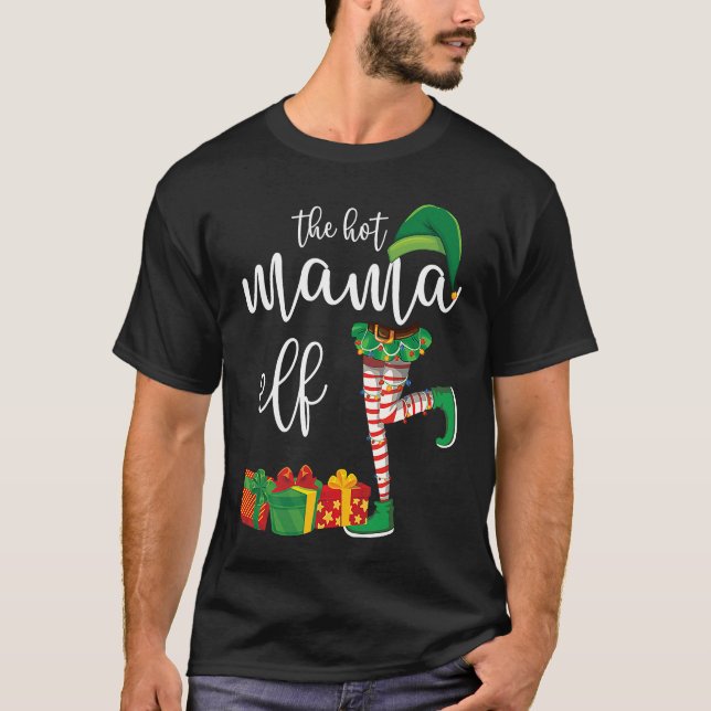 T-shirt Hot Mama Elf Matching Family Group Christmas Party (Devant)