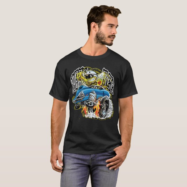 T-shirt Hot rod d'abeille de monstre (Devant entier)