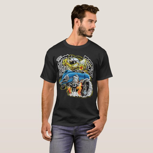 T-shirt Hot rod fait sur commande d'abeille du monstre (Devant entier)