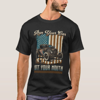 T-shirt Hot Rod Racing Drapeau Américain Exécuter Votre Vo