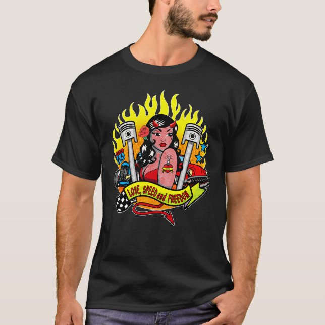 T-shirt Hot Rods and Devil Pinup (Devant)