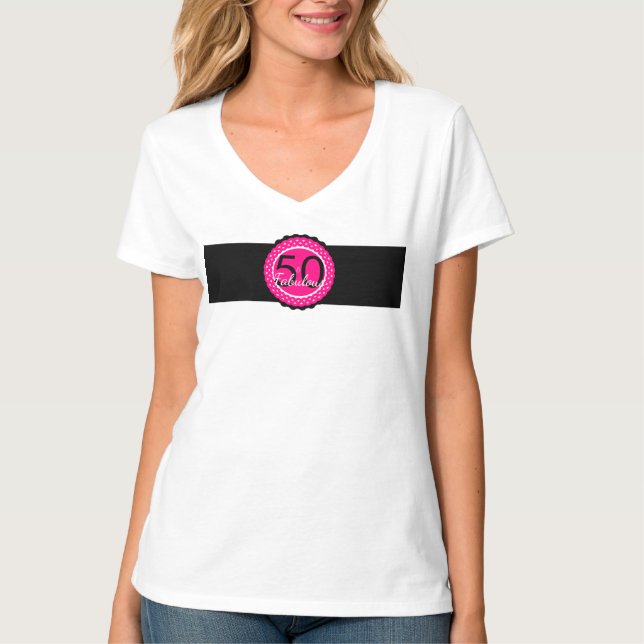 T-shirt Hot rose et noir 50 & Fabuleux cadeau d'anniversai (Devant)