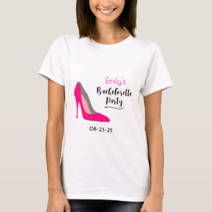 T-shirt Hot rose Stiletto High Heure Bachelorette Party