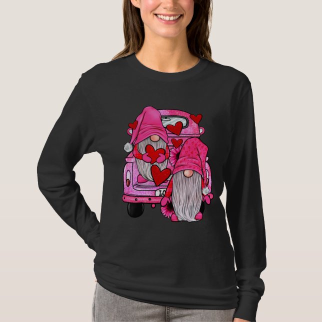 T-shirt Hot rose Valentine's Day Gnomes (Devant)