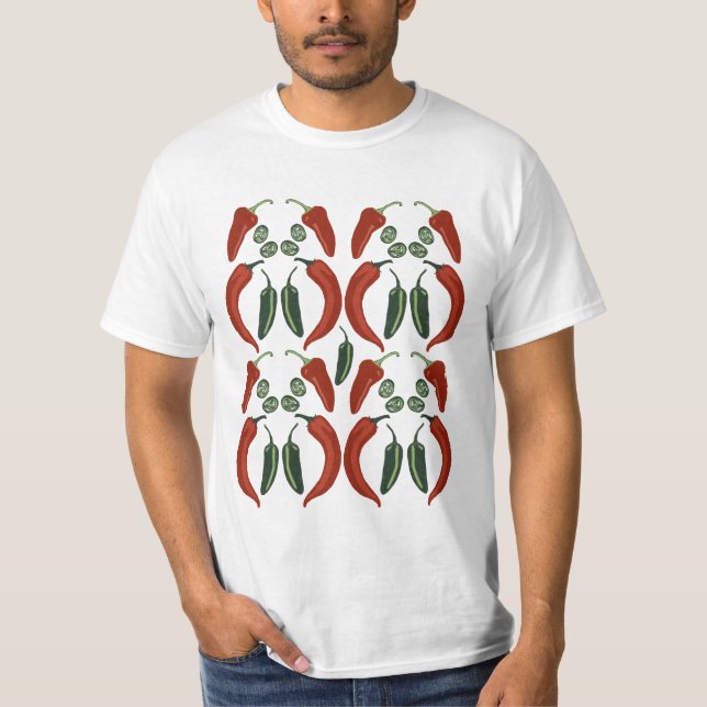 T-shirt HOT & SPICY Jalapeño Chile Peppers Art Motif (Devant)